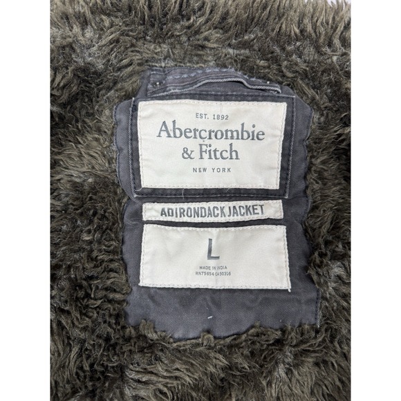 Vintage Abercrombie & Fitch Jacket Mens Large Grey Adirondack Sherpa Lined Y2K - Picture 10 of 15